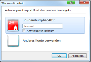 Bild des Login-Dialogfensters